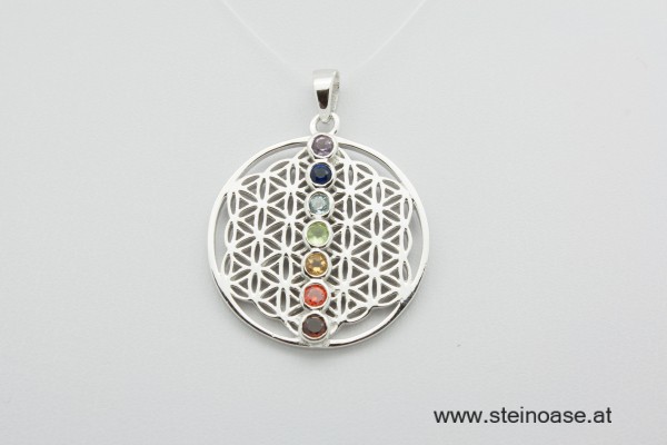 Anhänger Chakra & Lebensblume, 925Silber
